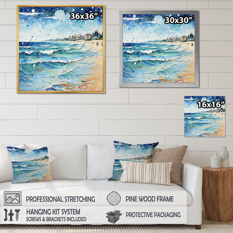 Photo de plage Sandy Serenade IV, H 24 po x l 24 po x P 1 po, Cadre simple blanc