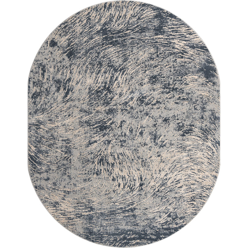 Tapis contemporain Araceli couleur bord de mer, Ovale 8 pi x 10 pi