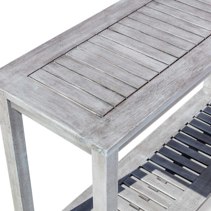 Console d'eucalyptus gris argenté - Mobilier d'extérieur avec table à 2 tablettes, polyvalente pour une utilisation et une décoration