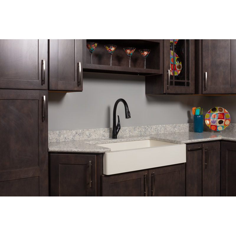 34'' L Single Bowl Quartz Kitchen Sink, Matte White