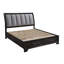 Lit Queen capitonné Ultra avec rangement, design contemporain, finition grise, bois massif, tête de lit à extension complète en métal et tiroirs de rangement, dossier français-anglais