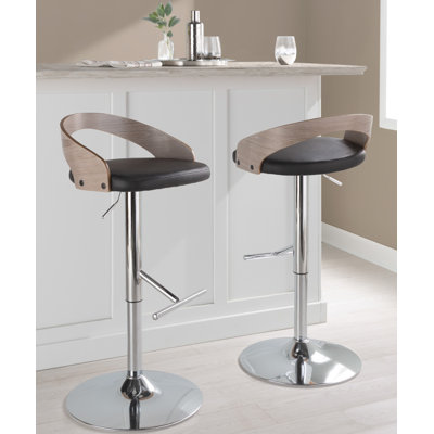 Tabouret de bar réglable Laurenzio avec repose-pieds droit en T