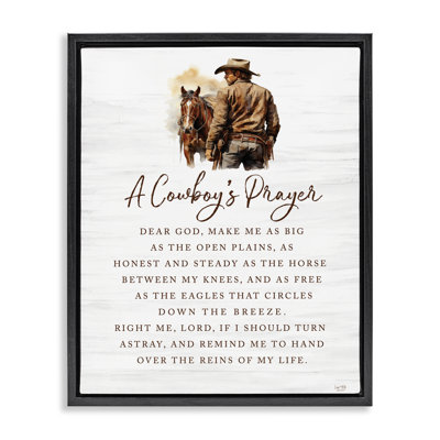 Heartfelt Cowboy's Prayer Framed Floater Canvas Wall Art by Lux + Me Designs