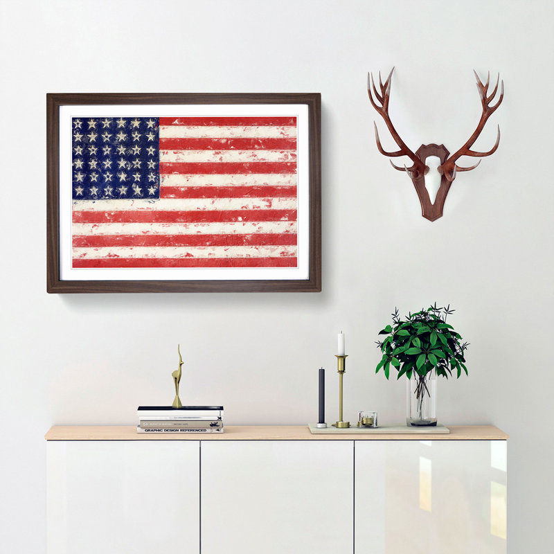 Flag of the United States of America - Picture Frame Painting Print, 48cm H x 65cm W x 2cm D, Walnut Framed