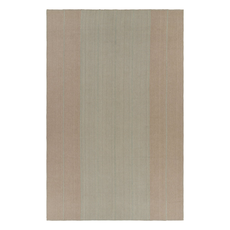 Rug & Kilim’S Oversized Modern Kilim With Textural Beige And Mint Green Stripes