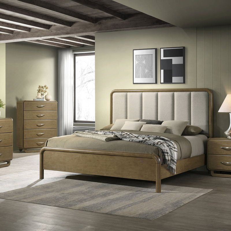 Grand lit tapissier Tully Nutmeg