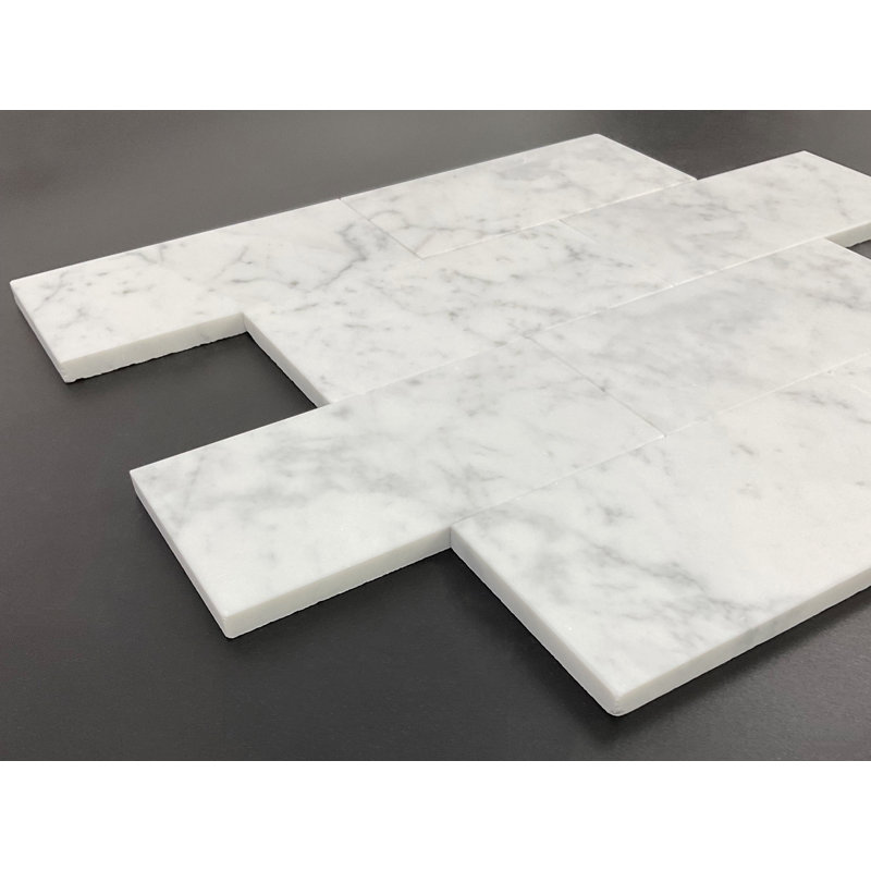 3" x 6" White Cararra (Honed) Marble Subway Wall & Floor Tile, White Carrara Honed