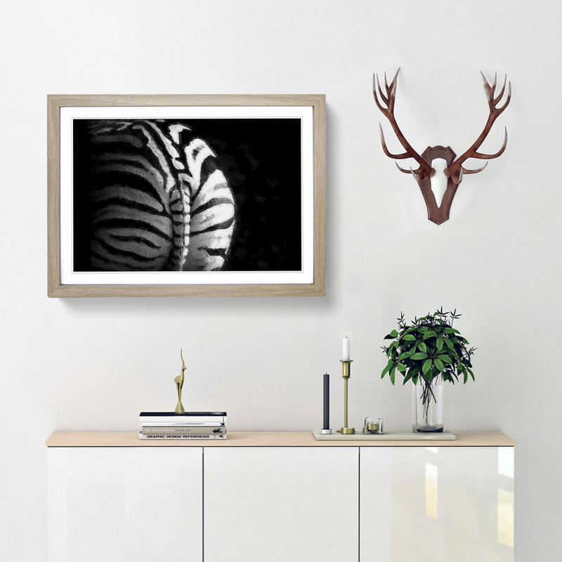 Rear of a Zebra - Picture Frame Painting Print, 48cm H x 65cm W x 2cm D, Oak Framed