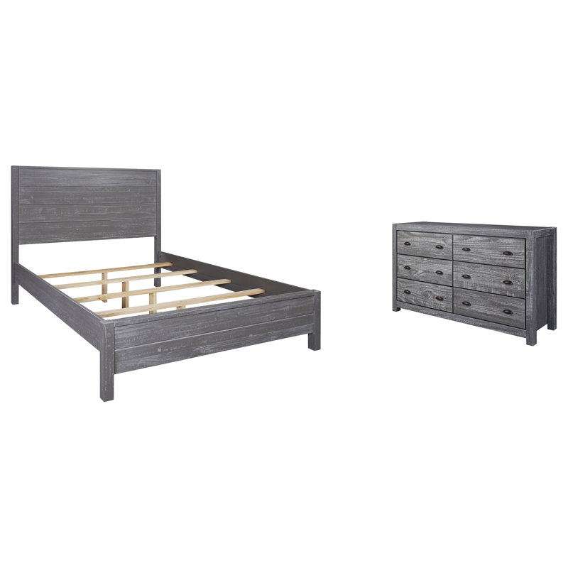 Montauk Bedroom Set, Rustic Gray, Queen, 2 Pcs: Bed, Dresser