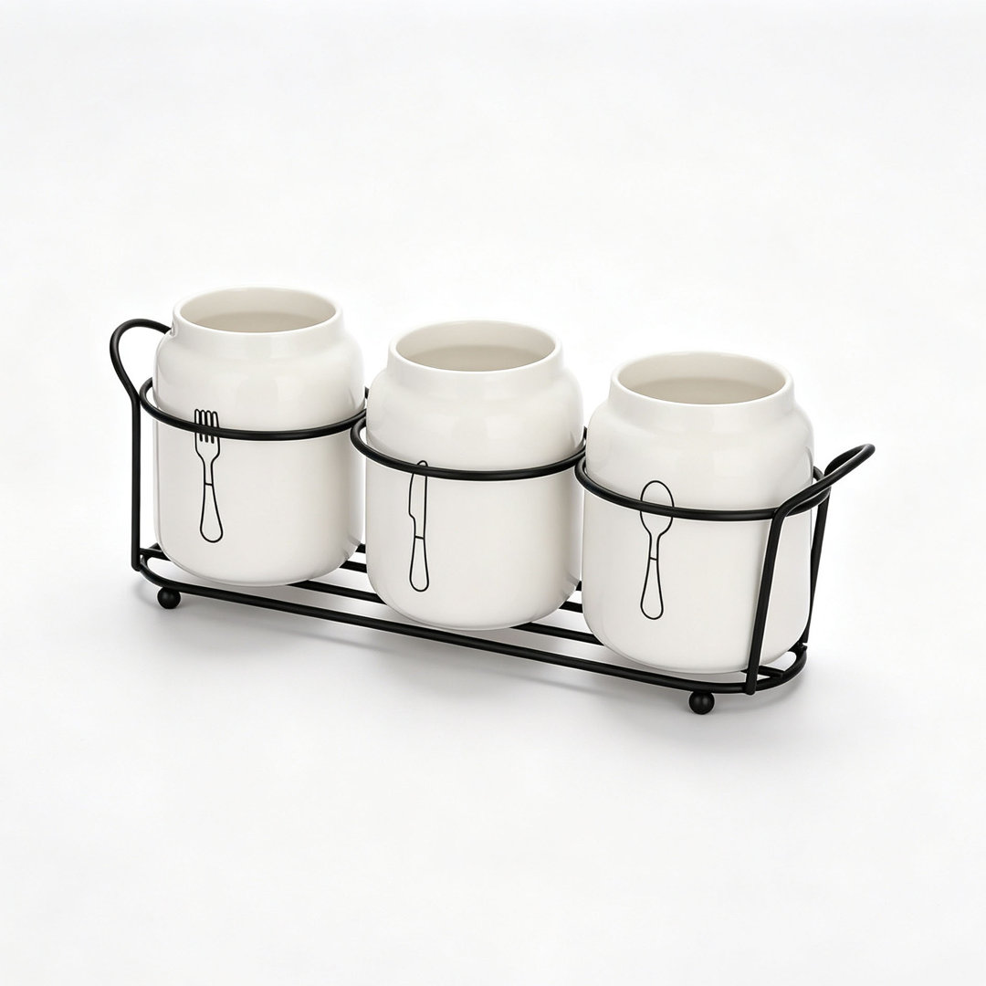 Ceramic / Porcelain Round Utensil Crock