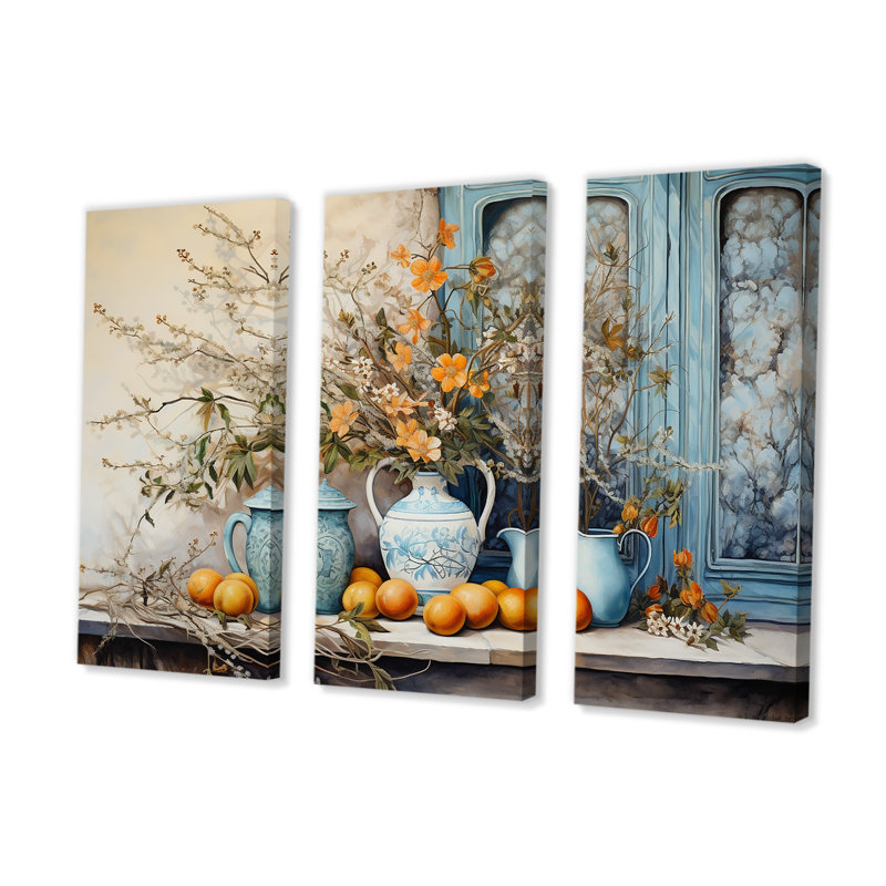 Vase à fleurs Oranges Country Farmhouse - ensemble d'art mural fleurs, H 40 po x l 60 po x P 1 po