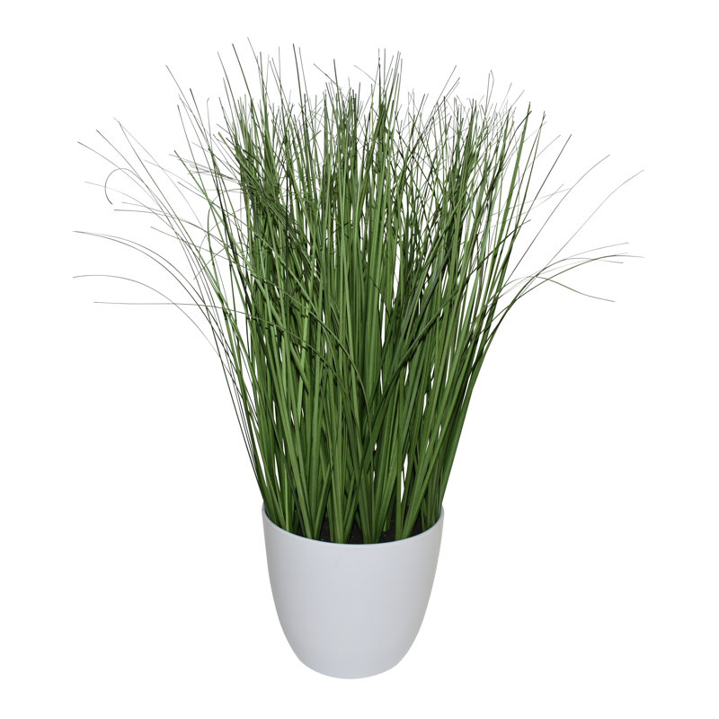 Herbe artificielle 24 po en pot blanc