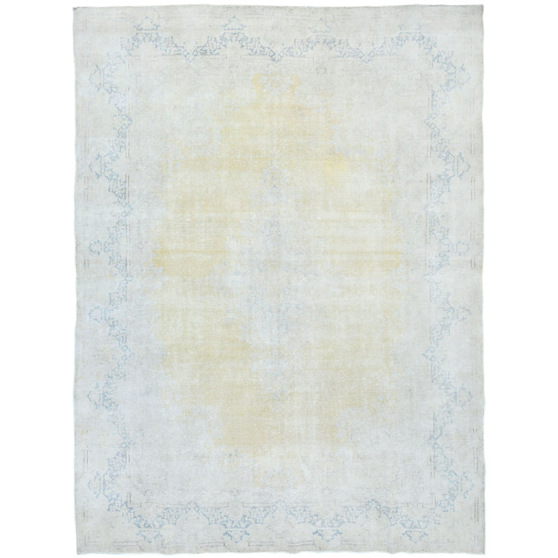 Tapis oriental beige unique de conception unique 9 pi 5 po x 13 po