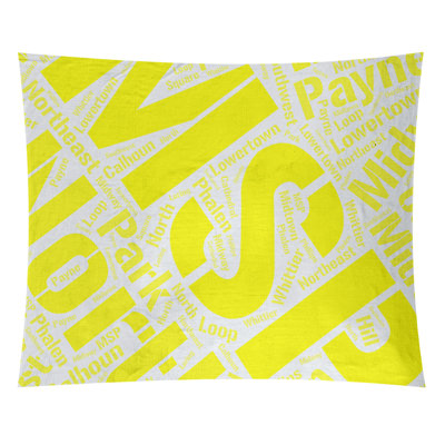 Tapisserie de polyester districts, art word