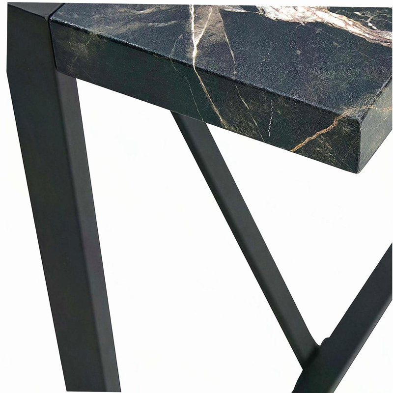 Table de salle à manger industrielle rectangulaire en bois aggloméré noir pour 4 à 6 personnes avec plateau en bois aggloméré de 1,5 pouce d'épaisseur et pieds en métal noir pour le bureau