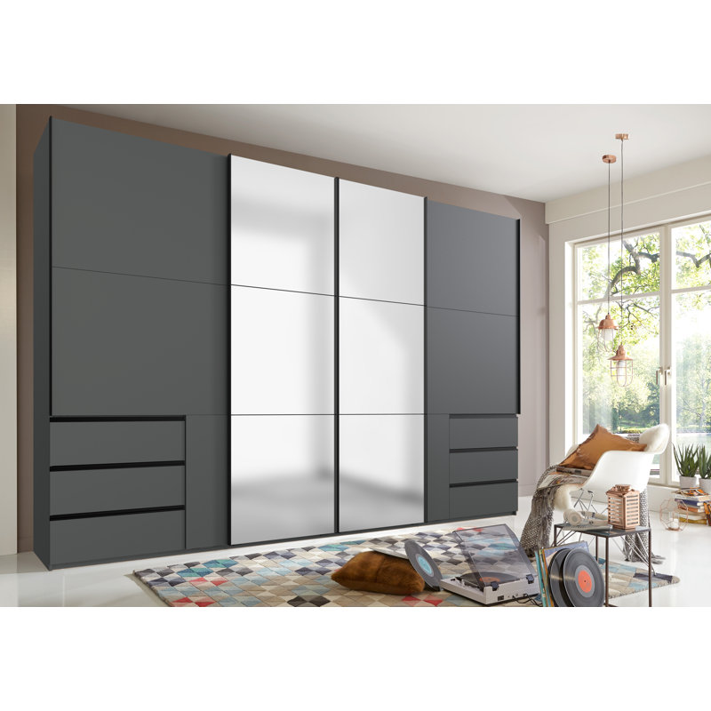 Guardino 4 Door Wardrobe, 236cm H x 350cm W x 65cm D, Graphite