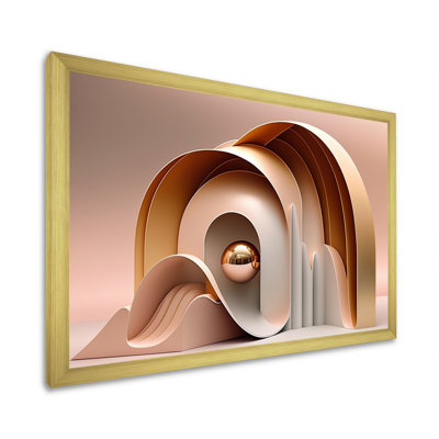 Rose et courbes architecturales futuristes sur toile