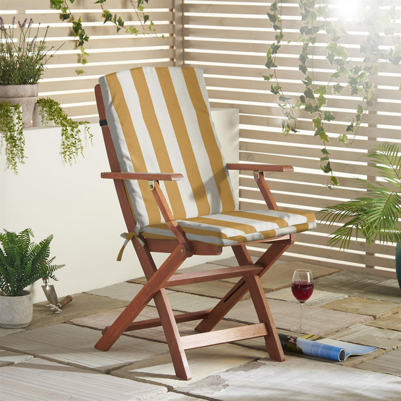 Garden Back and Seat Cushion, Yellow Striped