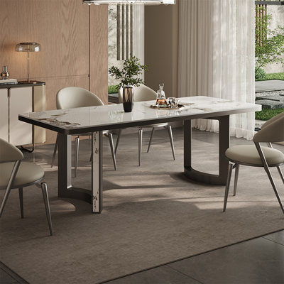94.49"Italian high-end rectangular stone slab dining table
