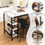 Îlot de cuisine avec sièges et rangement, table bistro et chaises, ensemble de 2 avec 5 tablettes, petite table de bar moderne et 2 tabourets rembourrés en polyuréthane avec dossiers pour les petits espaces-652573669