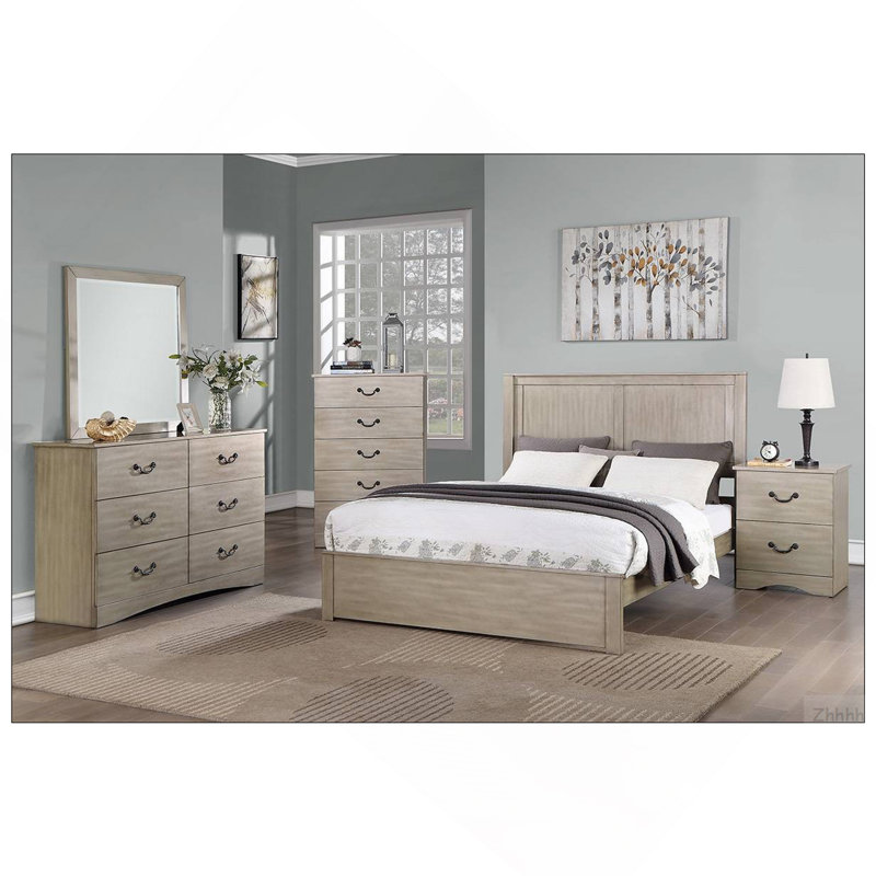 Mobilier de chambre à coucher à deux panneaux de style rustique avec très grand lit californien, California King