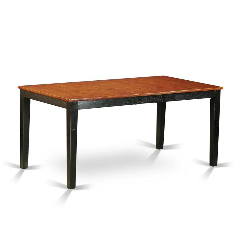 Ensemble de table de salle à manger 7 pièces composé d'une table de salle à manger rectangulaire avec feuille papillon et 6 chaises, noir et cerise