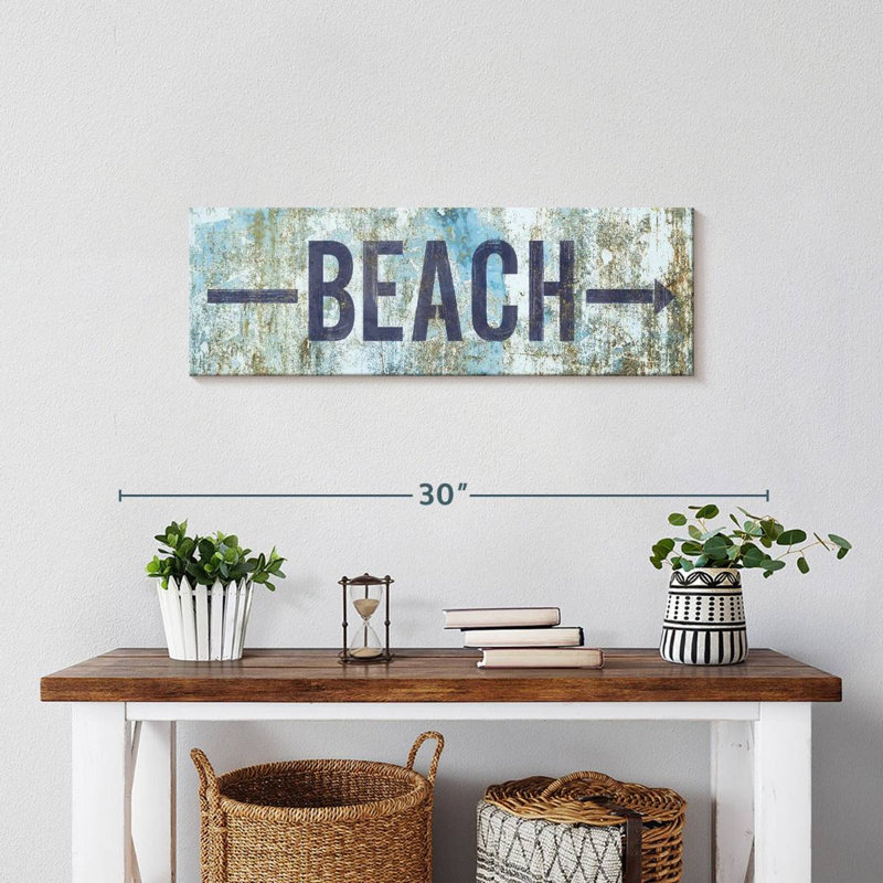 Signe de plage sur toile, H 8 po x l 24 po x P 1 po