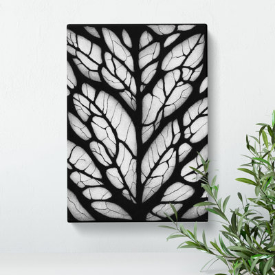 Monochrome Leaves No.3 - Wrapped Canvas