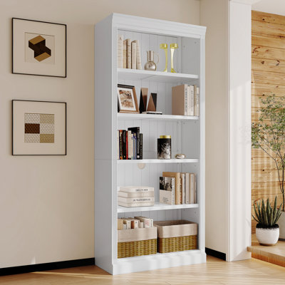 83.4" Tall Wood Bookcase 5-Tier Home Decor Bookshelves With Adjustable Shelves Organizer Storage Shelves