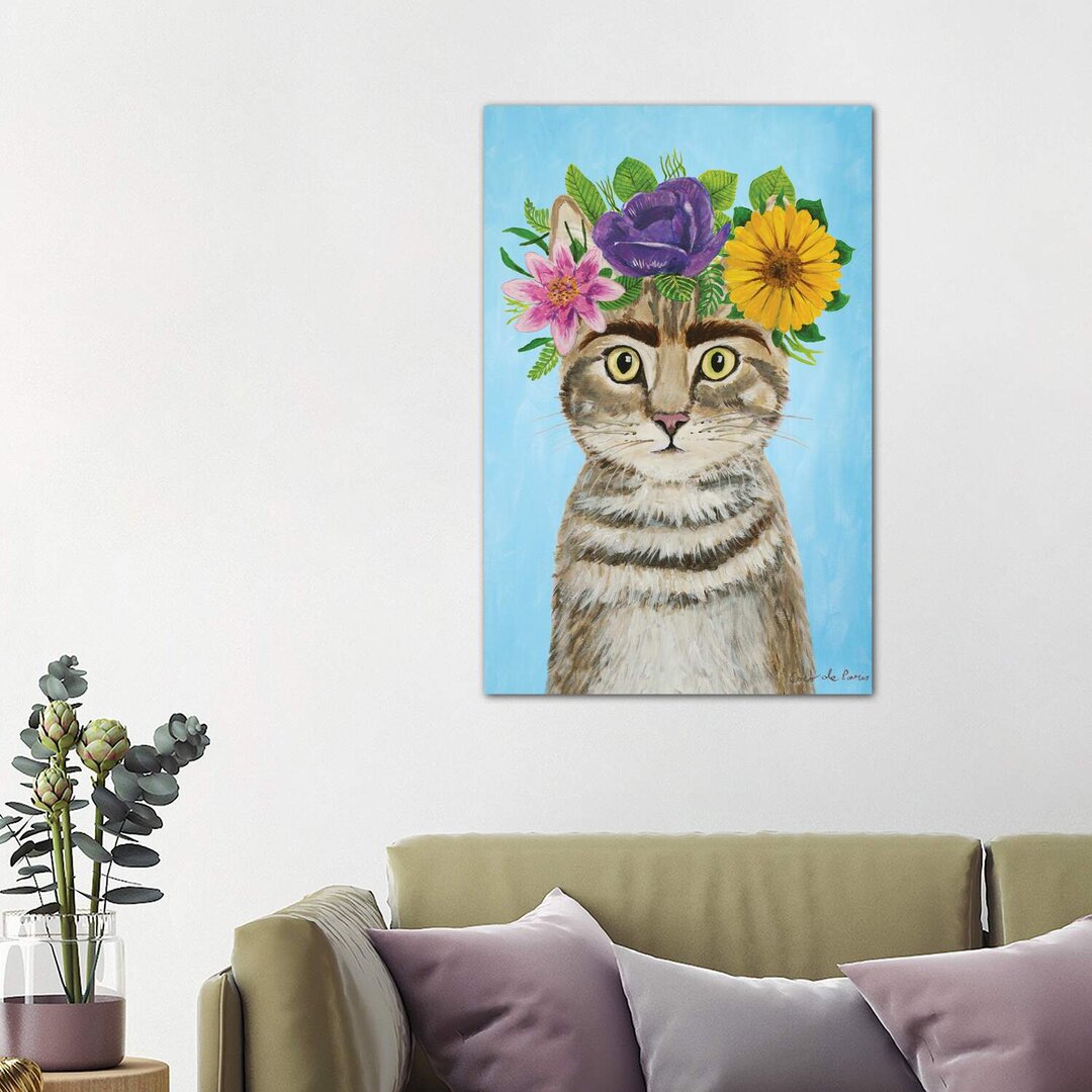 Leinwandbild - Gemälde „Frida Kahlo Cat Blue” von Coco de Paris