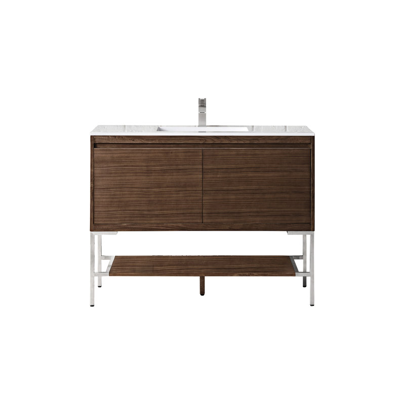 Mantova 47.25'' W Single Vanity, Glossy White/Champagne Brass, Glossy White