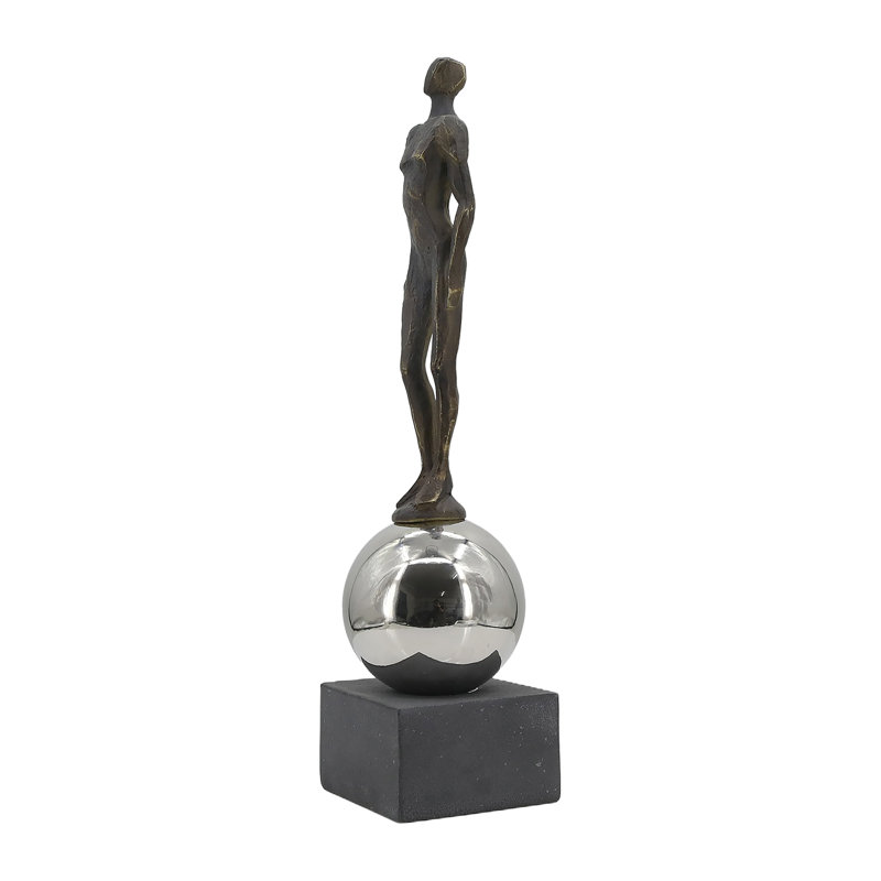 Unique 22" Augusta Male Statuary Resin & Stainless Steel Decorative Figurine for Modern Homes