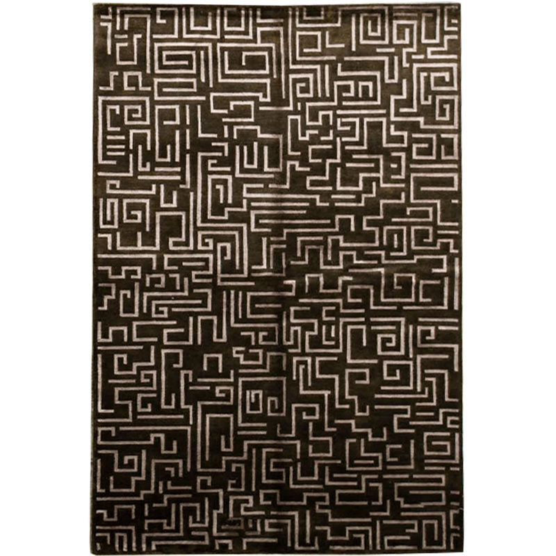 Himalayan Geometric Area Rug in Brown