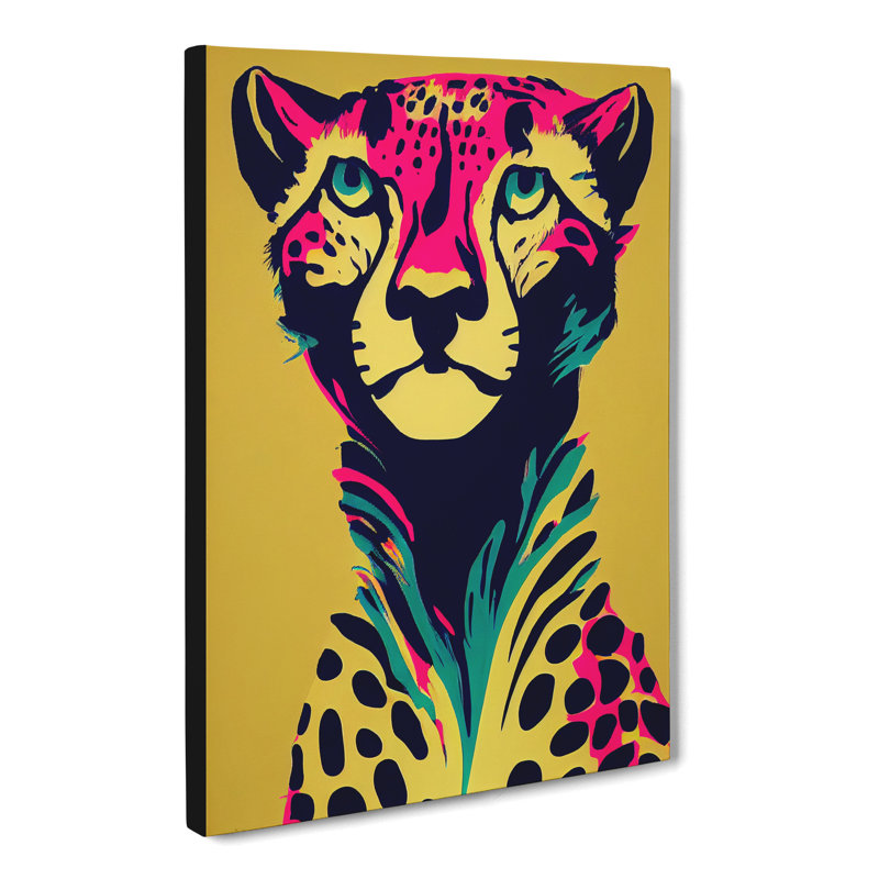 Cheetah Neon - Wrapped Canvas, 50cm H x 35cm W x 3cm D