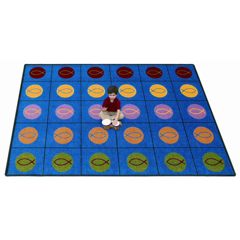 Tapis cercles et symboles Faith, Rectangle 7 pi 8 po x 10 pi 9 po