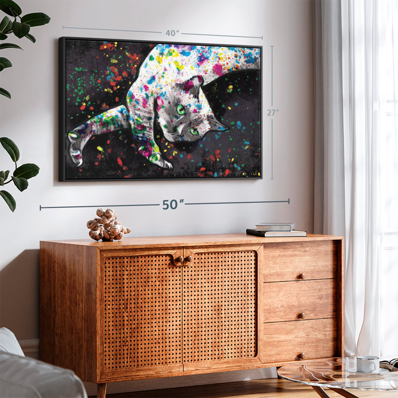 Animal "Peinture murale chat siamois", H 27 po x l 40 po