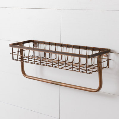 Metal Accent Shelf with Towel Bar