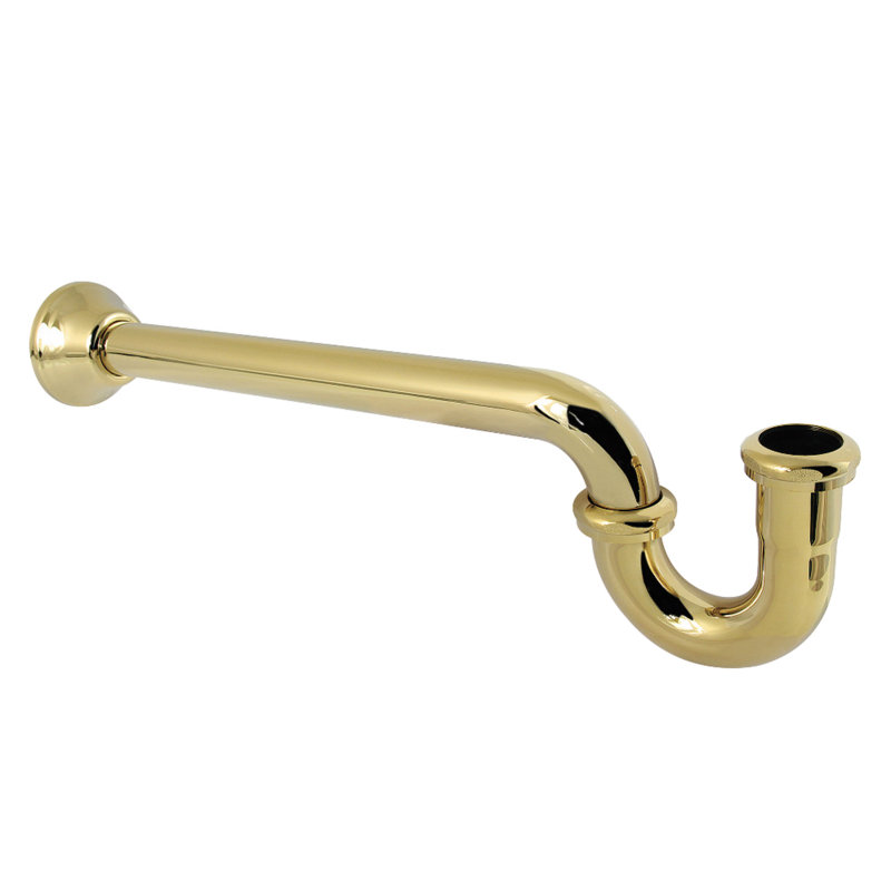 Siphon en P de 1-1 / 4 po Kingston avec bride en forme de cloche, calibre 18, 18", Laiton poli