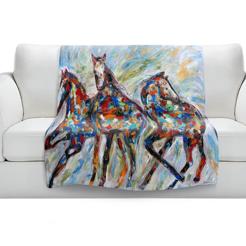 Couverture de sherpa doux mustangs, l 51 po x L 60 po