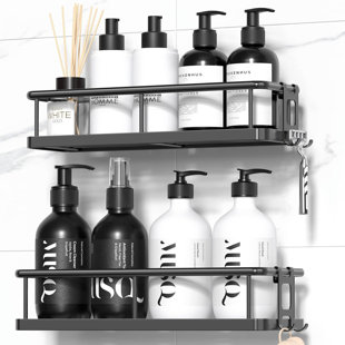 Shower Storage With Removable Hooks