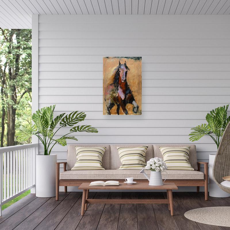 Cheval doré bolognaise, H 24 po x l 16 po