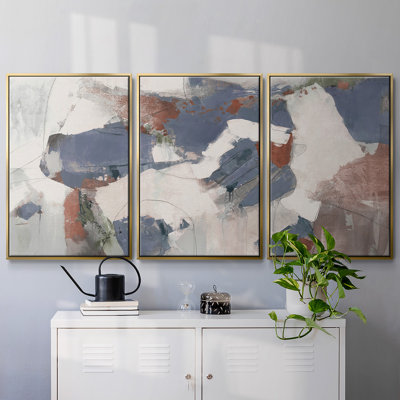 " Blue Abstract " 3 - Pieces