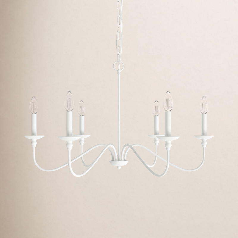Lustre en fer 6 lumières Ableton, H 18 po x l 30 po x P 30 po, Blanc