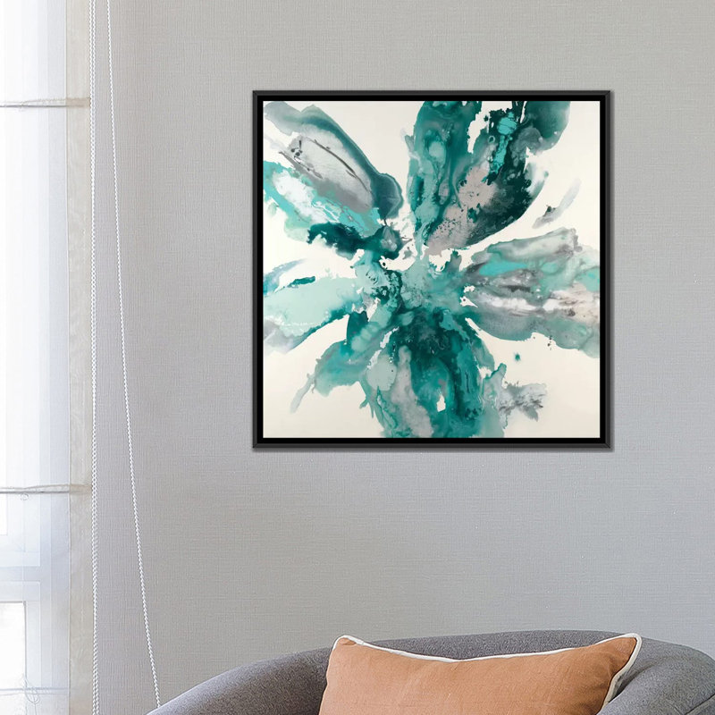 « floral explosion », reproduction sur toile, H 18 po x l 18 po x P 1,5 po, Toile avec cadre noir, Pas de tapis