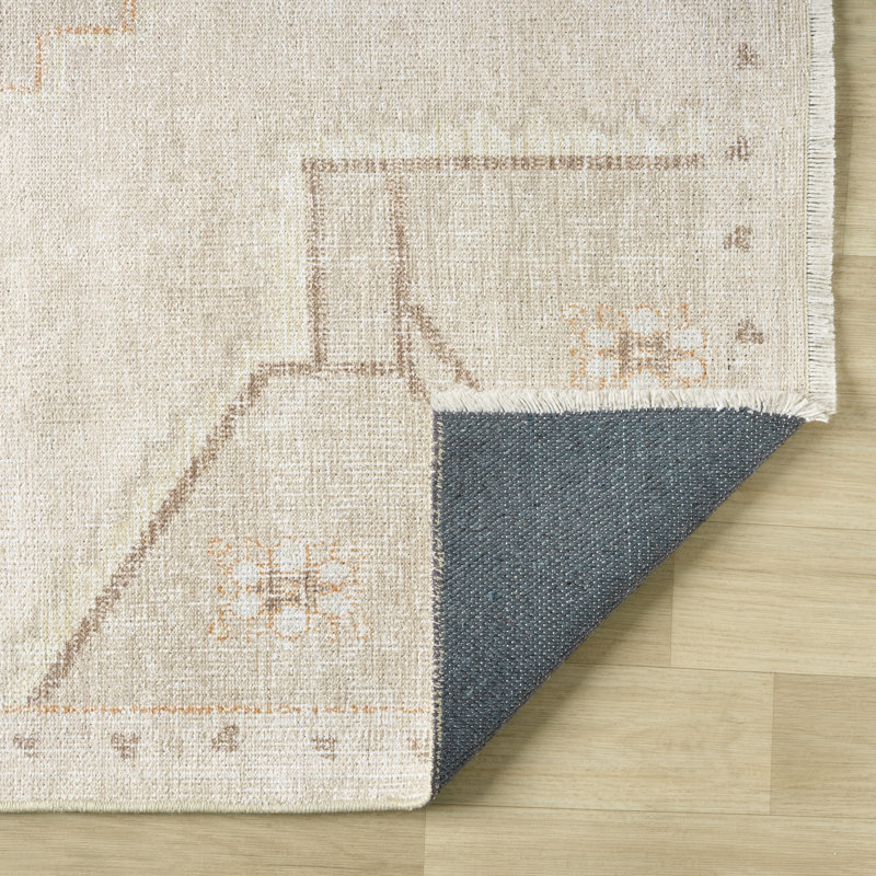 Aldora Sandstone Medallion Power-Loomed Cotton Area Rug, Rectangle 8'6" x 11'6"