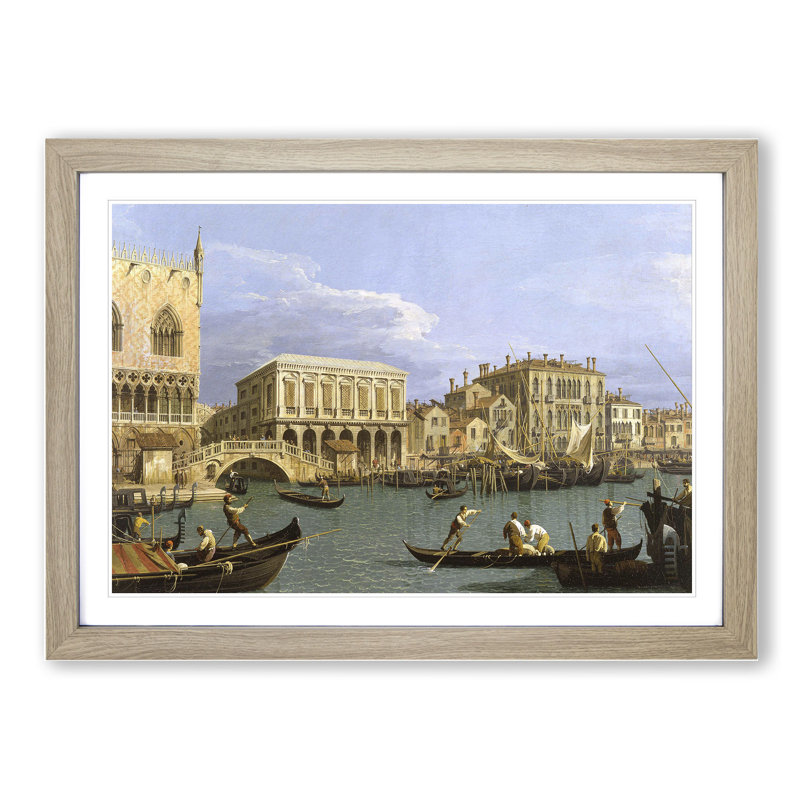 Riva Degli Schiavoni in Venice by Giovanni Canaletto - Picture Frame Painting on MDF, Oak Framed, 36cm H x 48cm W x 2cm D