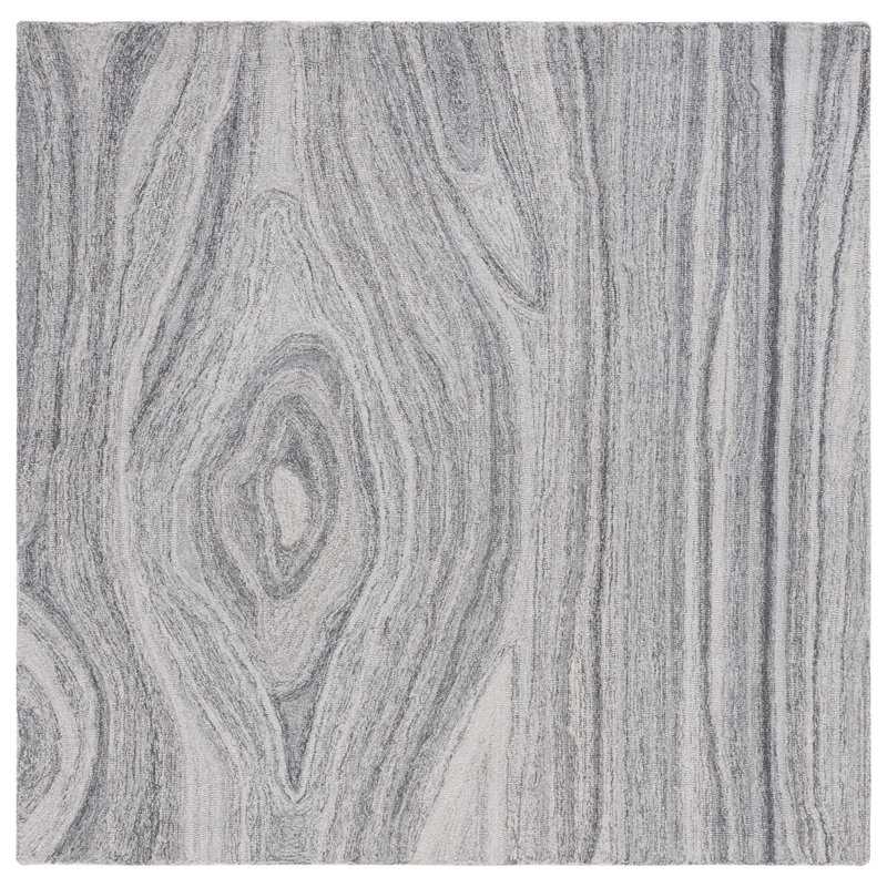 Chineme Hand Tufted Wool Abstract Rug, Square 6'