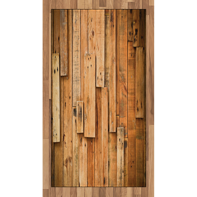 Wooden Print High Density Long Fiber Poly Threads Decorative Area Rug Carpet, Rectangle 2'7" x 5'