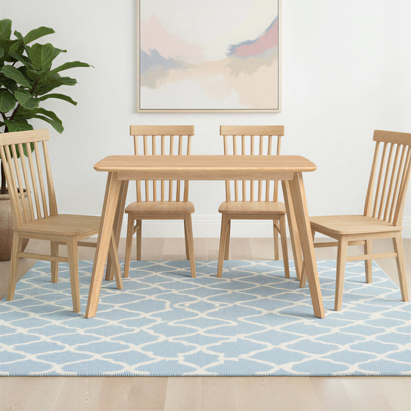 Brittnae Oak Solid Wood Dining Table, Natural Oak