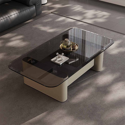Table basse italienne en verre trempé rectangulaire